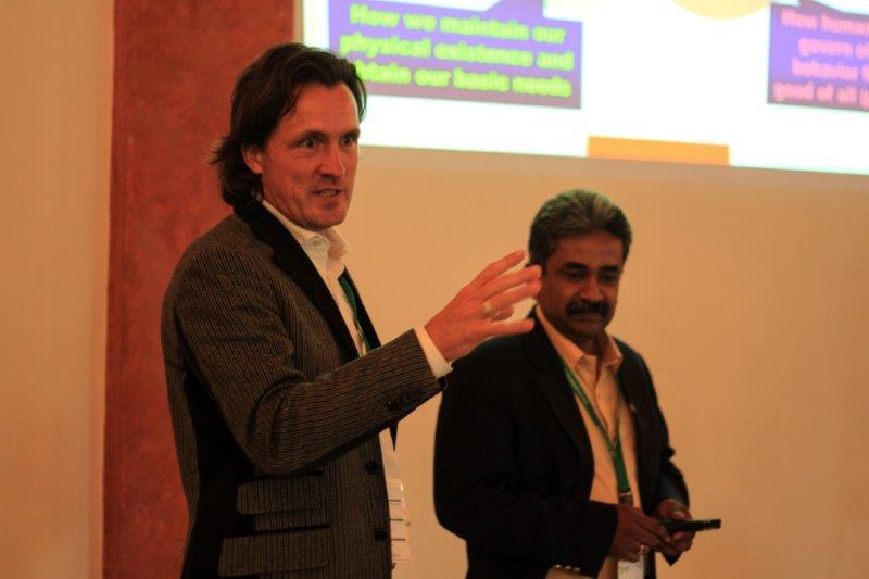 Trans4m’s Co-Founder Prof. Alexander Schieffer (in 2013, at the 1st International Conference for Integral Green Economy in Slovenia, with Sarvodaya’s Secretary General Dr. Vinya Ariyaratne)
