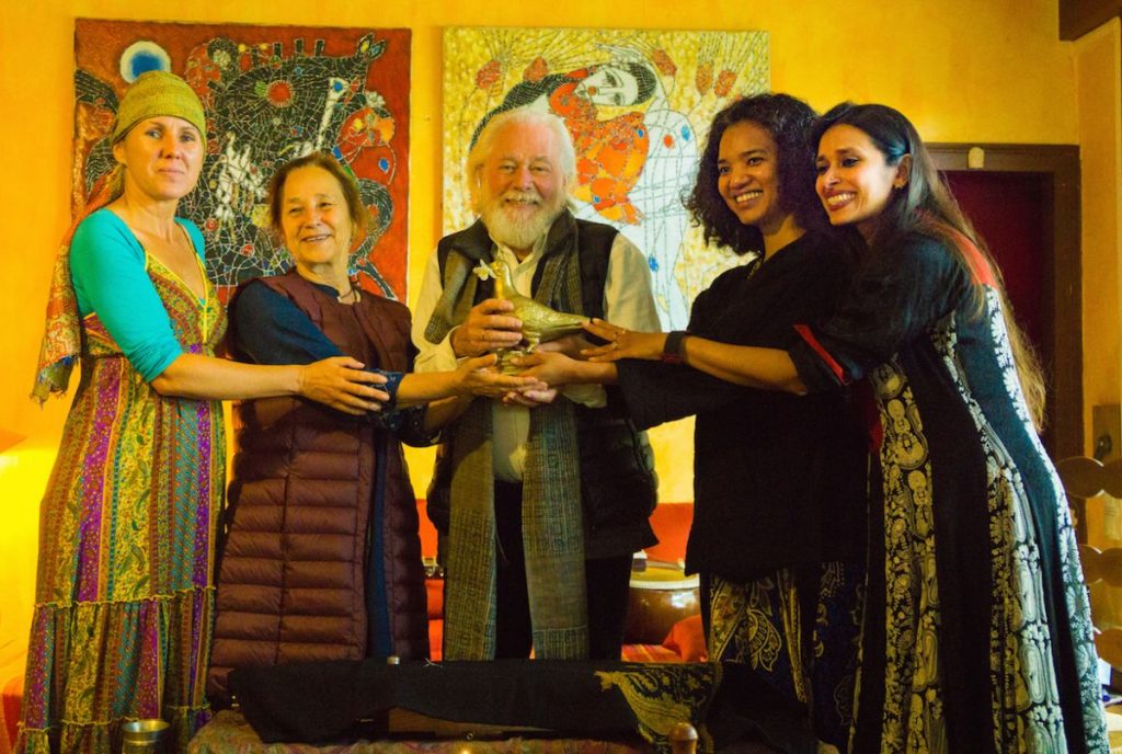 Handing over of the Peace Dove: From Rising Women Rising World (Chipo Chung and Rama Mani) to Peace Artist and Dialogue Conveners Paul Grant and Liliane de Toledo, with Artist Vera Koppehel